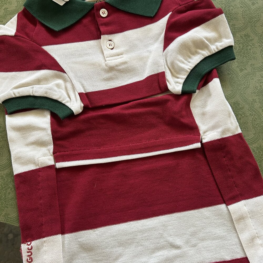 Gucci Striped Pet Dog Polo Clothes Size L